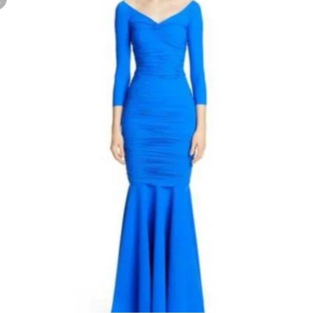 CHIARA BONI Royal Blue Ruched Mermaid Dress Size 4